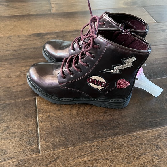 🔥Brand New! Big Girl Children’s Place Burgundy Boots Booties Shoes size 3 - Picture 9 of 10